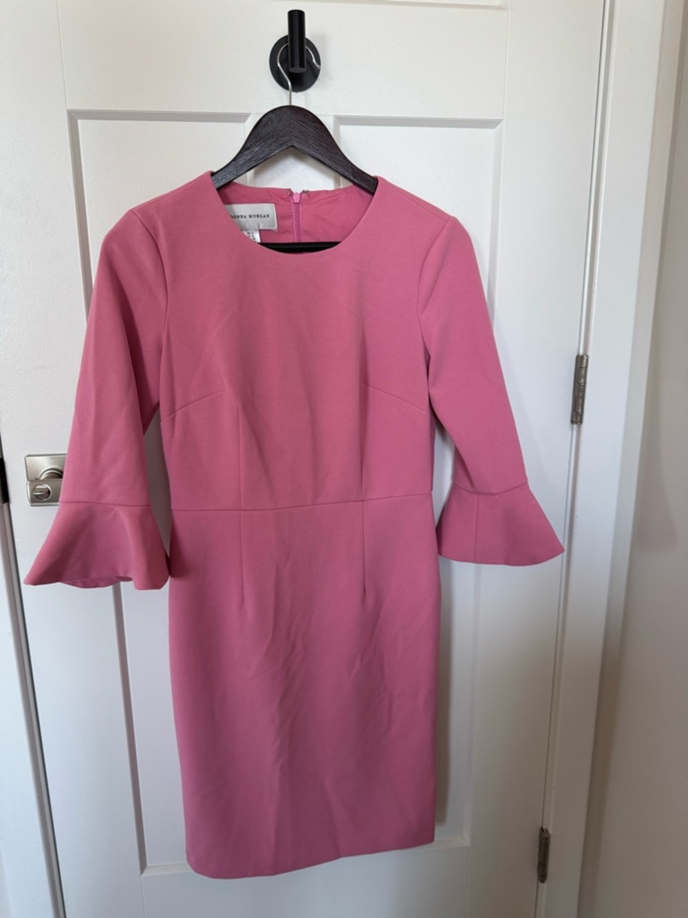 Donna Morgan Rose-Pink Ruffle-Sleeve Sheath Dress